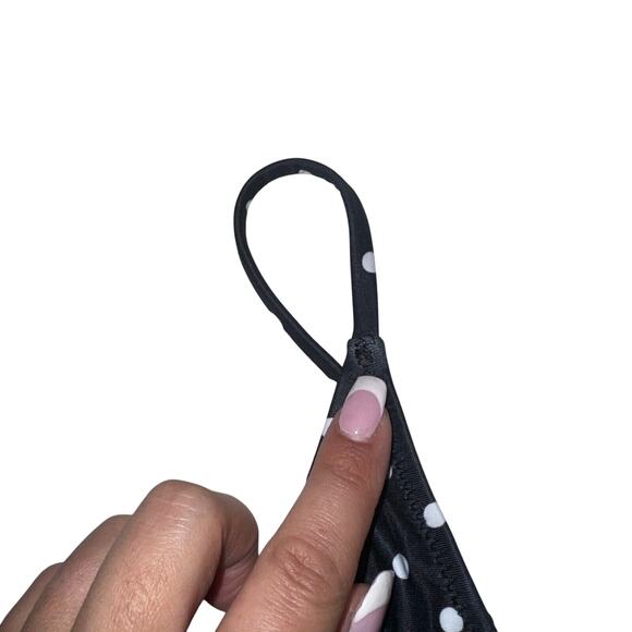 Polka Dot Bikini Set‎ Womens Size Medium Black V Neck Spaghetti Strap High Waist - Picture 4 of 8